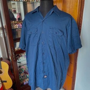 Short Sleeve Dickies Dark Blue Button Up Shirt Men’s XL